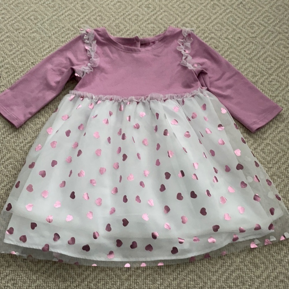 Pippa & Julie Heart Print Tulle Pink Purple and White Dress 18M
